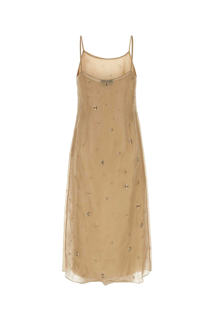 Beige Organza Dress Corda Se-ottone Abiti