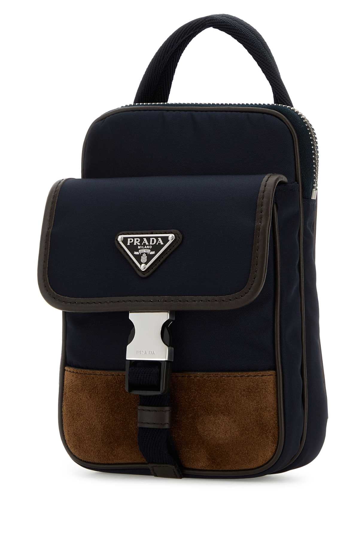 Two-Tone Nylon And Suede Phone Case Blucaffe' Poliammidericiclata-vitello Cover
