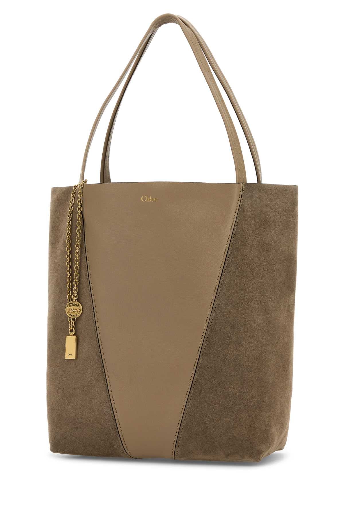Dove Grey Leather And Suede Chloã¨ Spin Shopping Bag Boyishbrown Borse A Mano