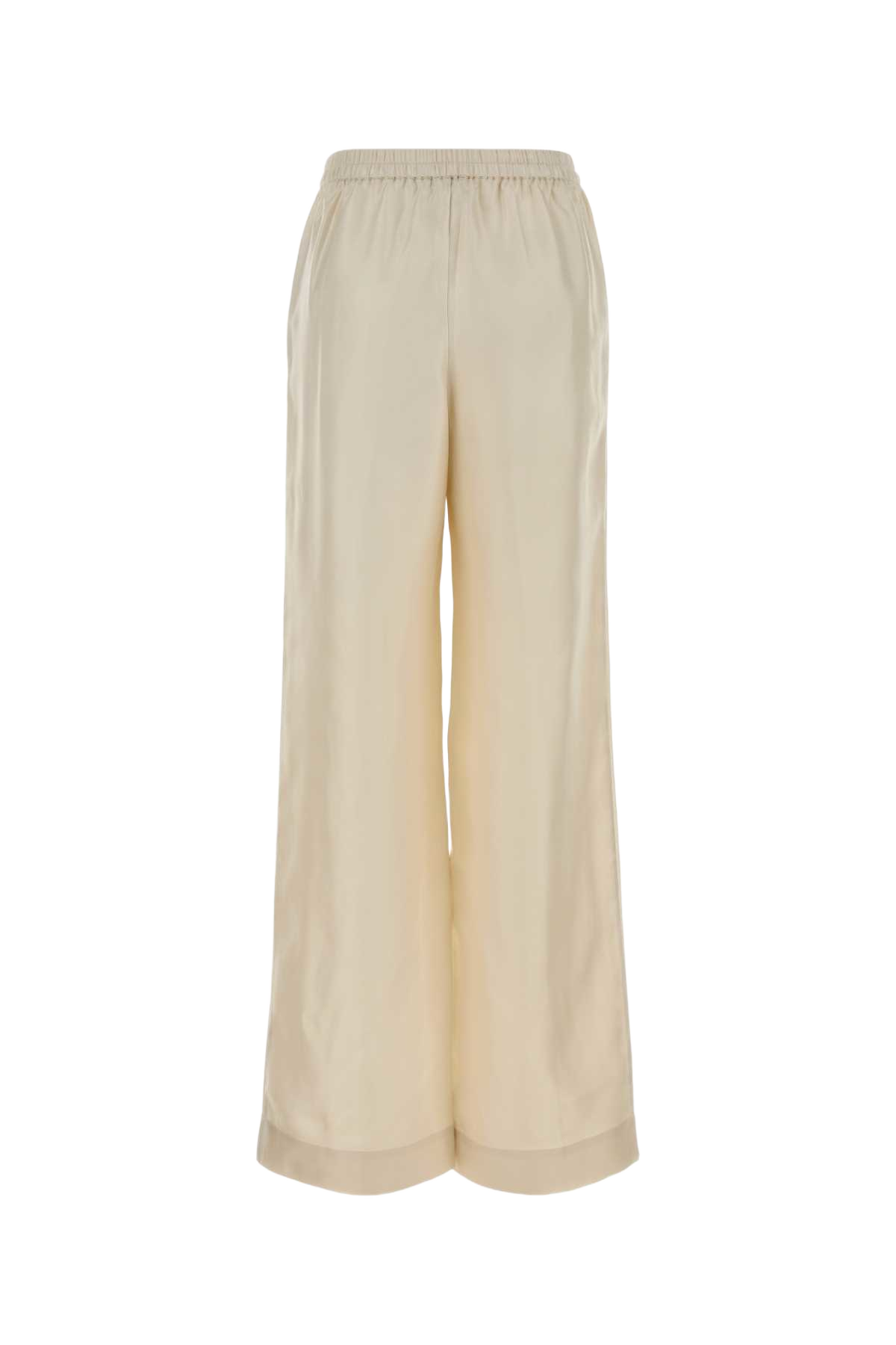 Ivory Satin Lars Wide-Leg Pant Exterior: Silk Pantaloni