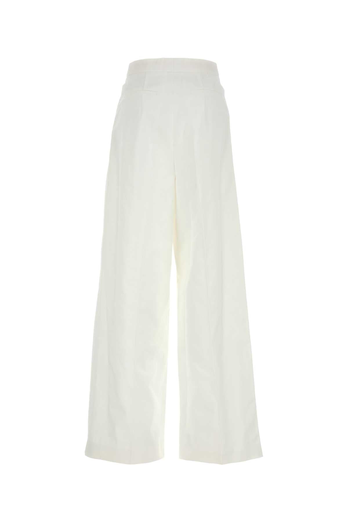 White Poplin Wide-Leg Pant Exterior: Cotton Pantaloni