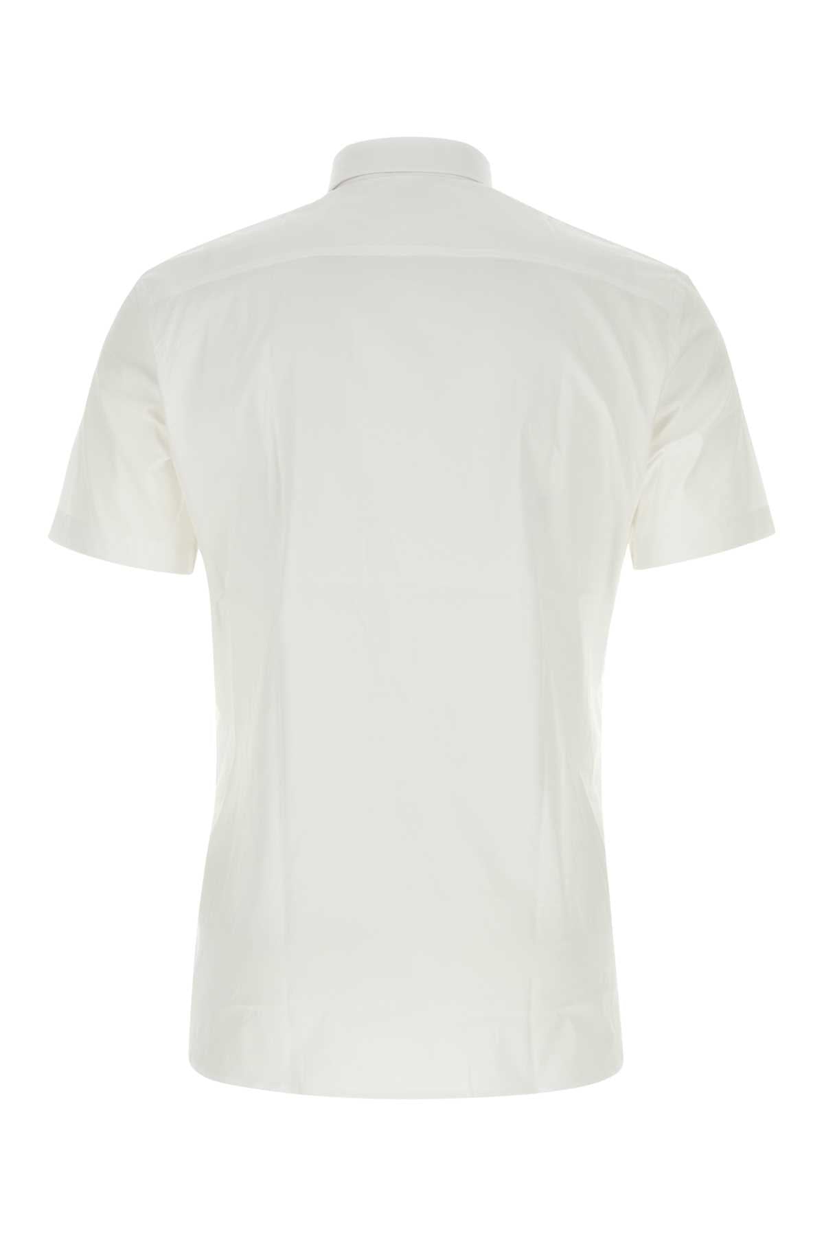 White Stretch Poplin Shirt Cotton Elastane Camicie