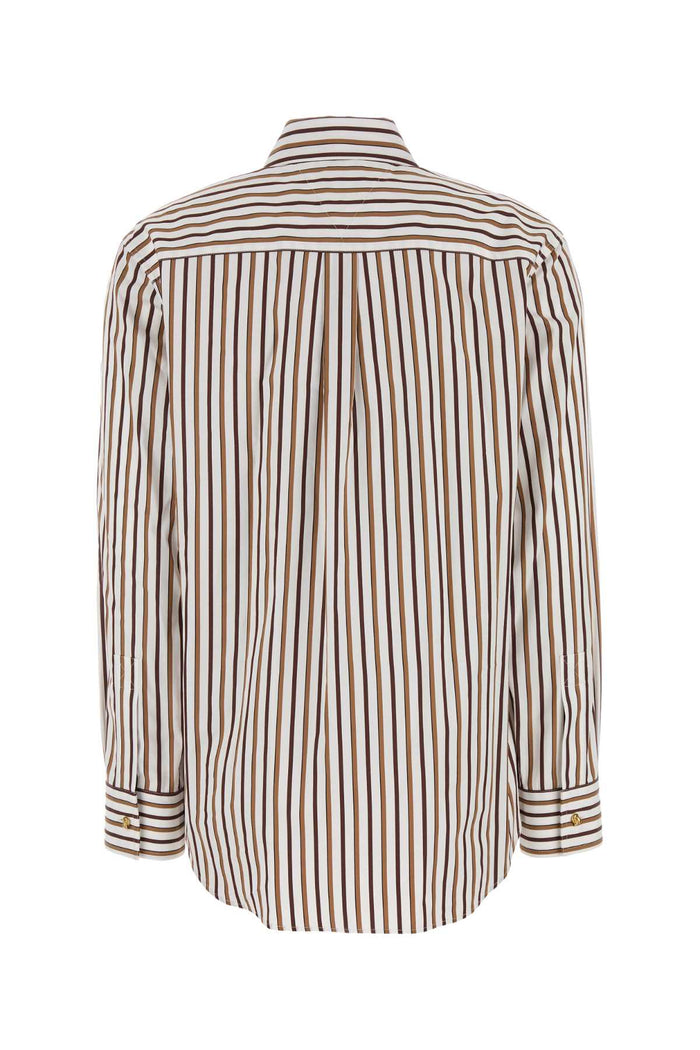 Embroidered Poplin Shirt Chalktoffeebrown Exterior: Cotton Camicie