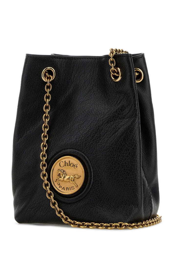 Black Leather Horse Medal Bucket Bag Borse A Secchiello