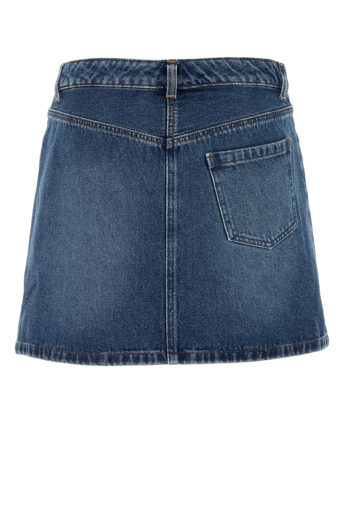 Denim Moss Mini Skirt Washedindigo Exterior: Cotton Gonne