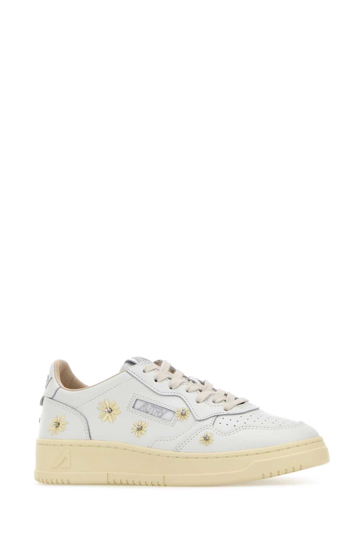 Leaembflowwhtrut Cow Leather Sneaker