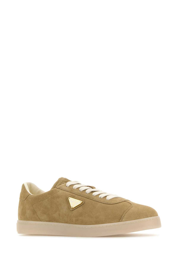 Beige Suede Sneakers Ecru Vitello