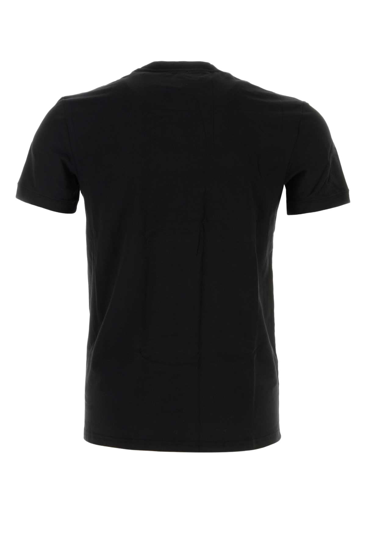 Black Stretch Cotton T-Shirt Nero Exterior: Elastane