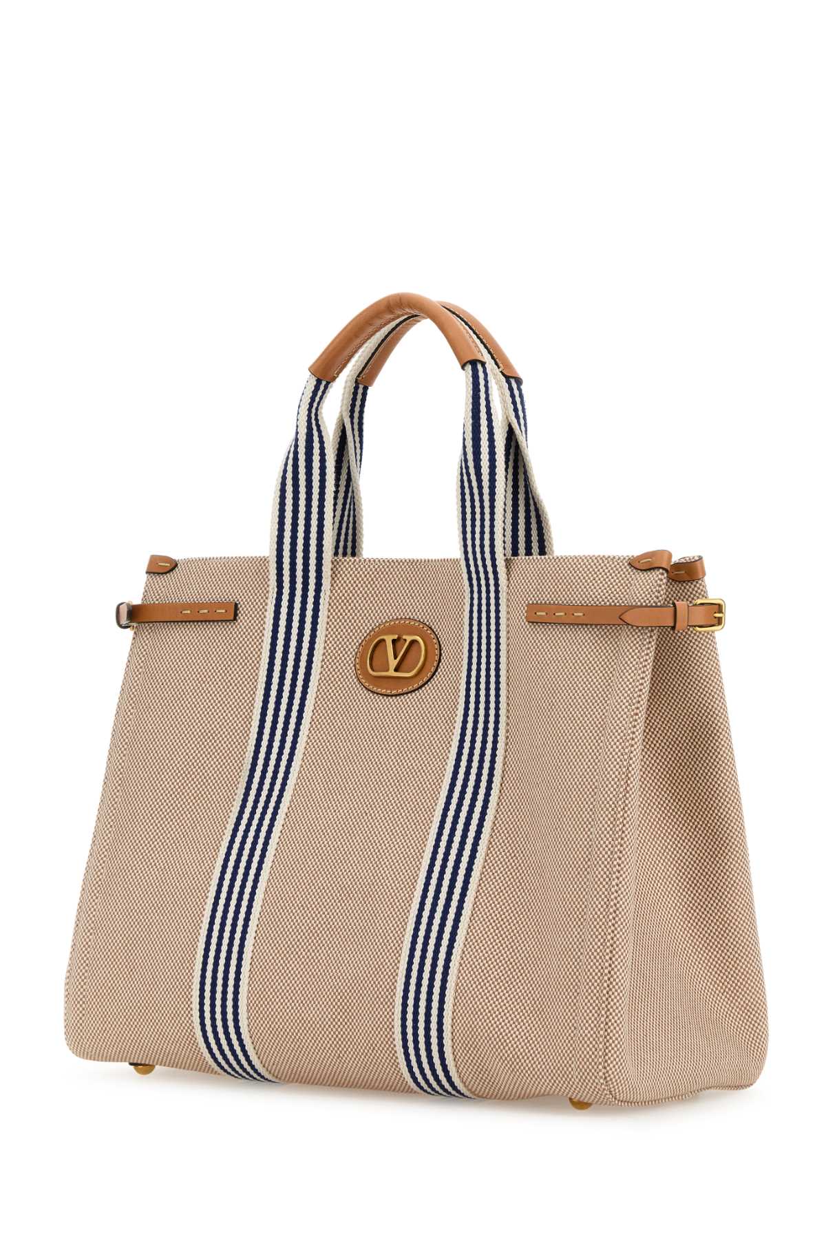 Two-Tone Canvas Antibes Shopping Bag Naturaletobaccobiancobluenaturalcam Borse A Mano