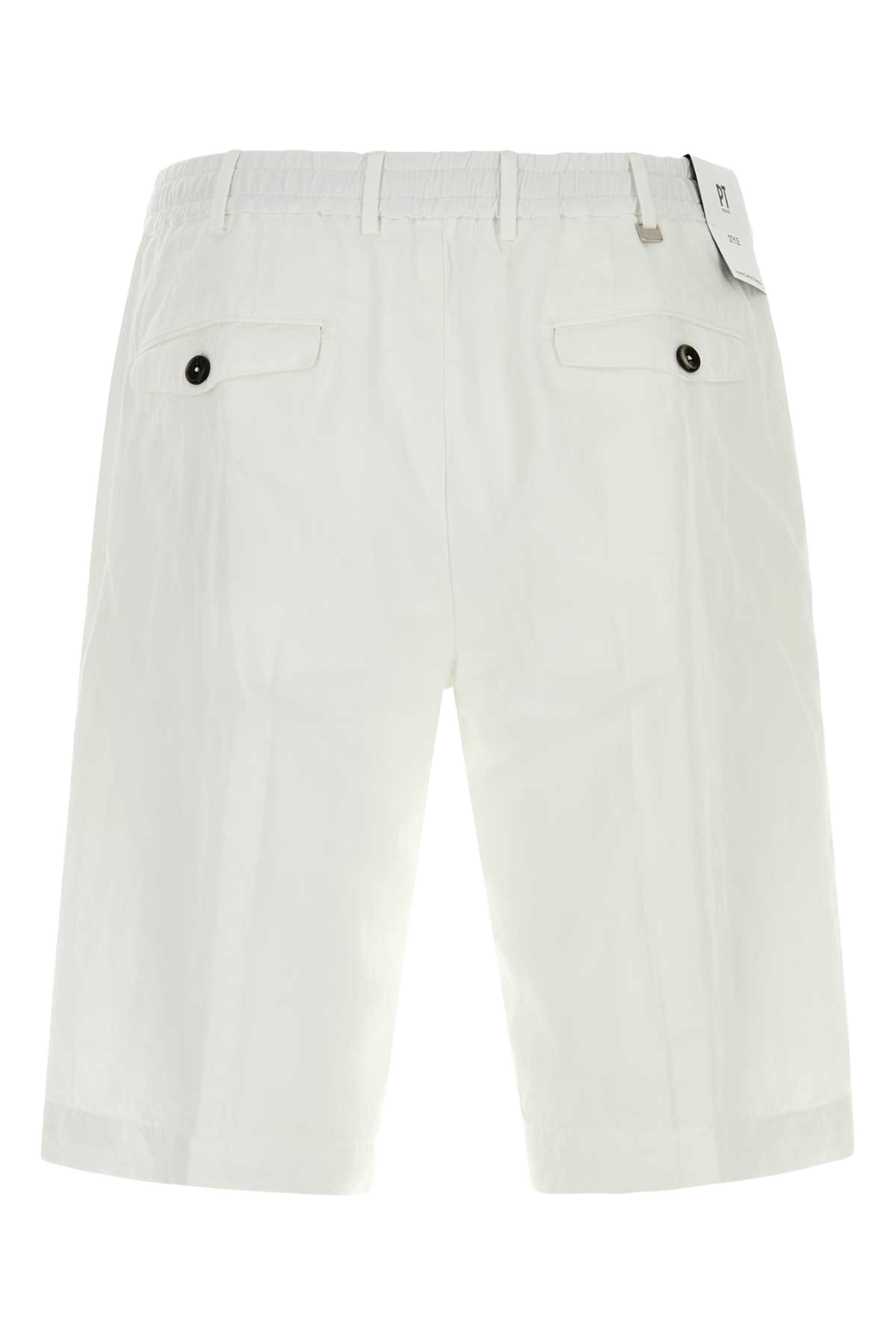 White Lyocell Blend Bermuda Shorts Y010
