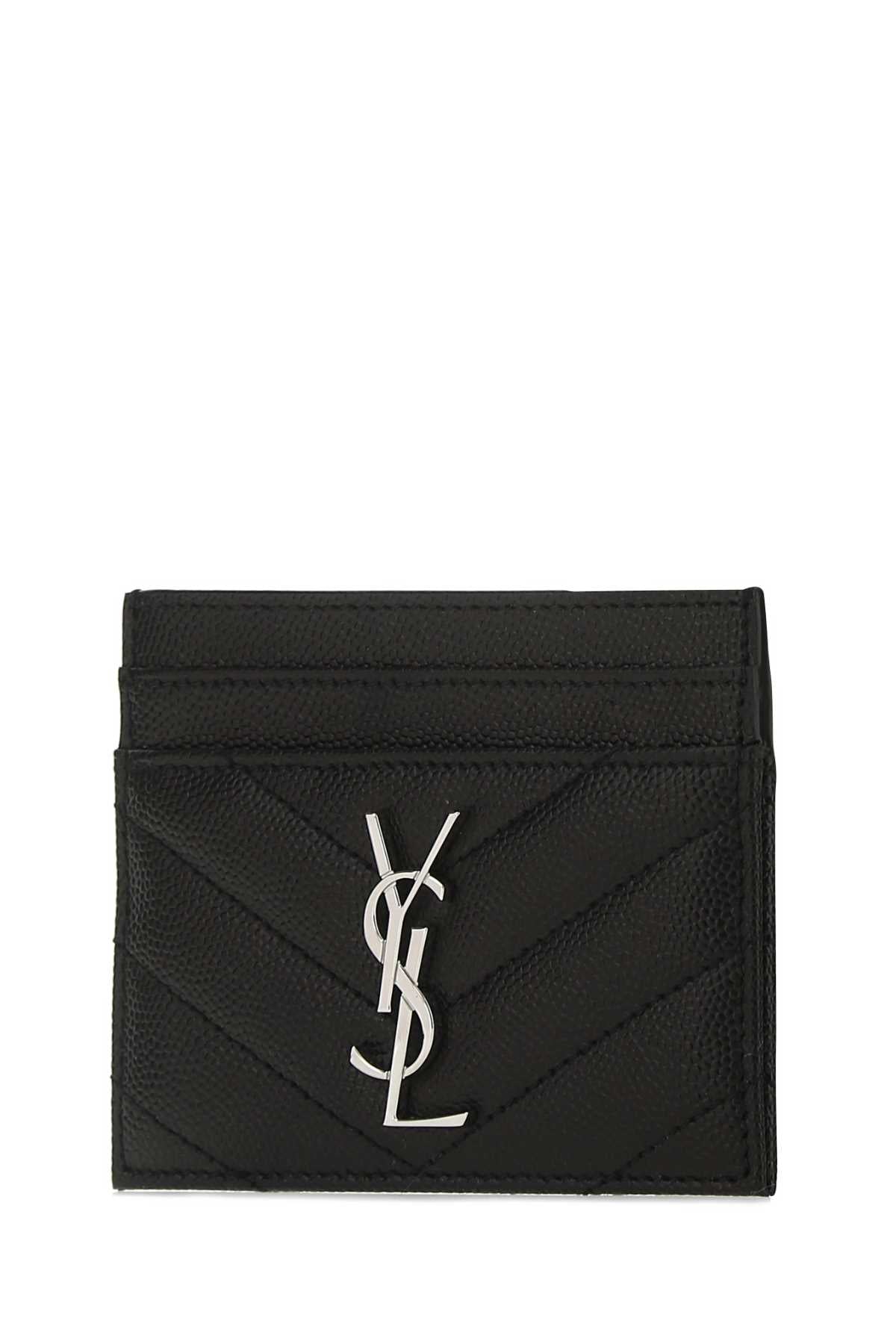 Black Leather Card Holder 1000 Calf Skin Portafogli