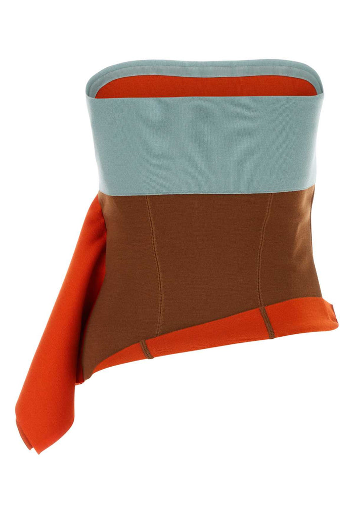 Multicolor Stretch Wool Blend Top Azzurro Exterior: Nylon Elastane Maglie