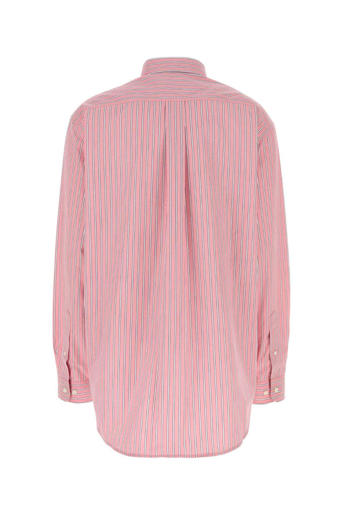 Embroidered Poplin Oversize Shirt Rosa Exterior: Cotton Camicie