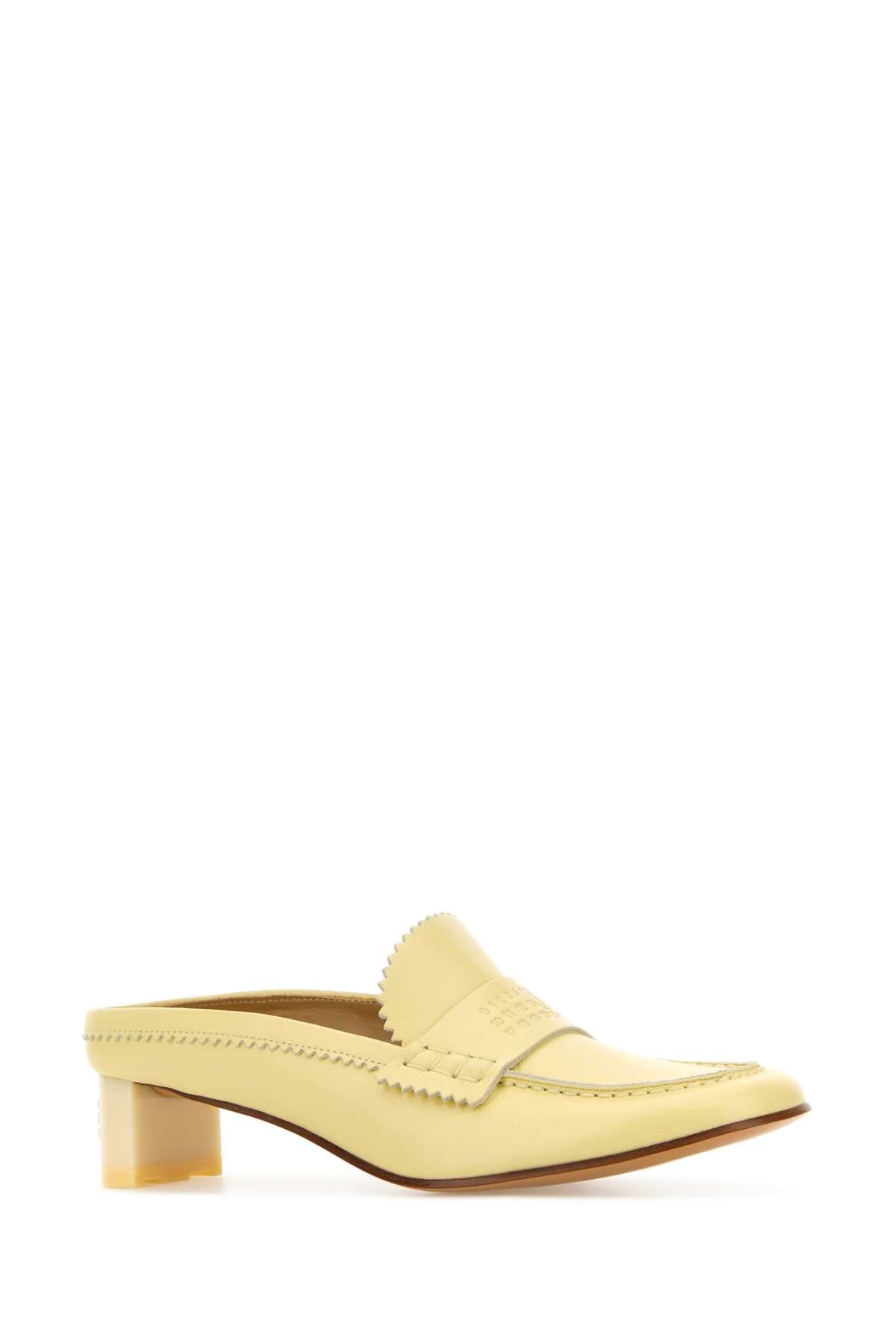 Pastel Yellow Leather Mules Lemonicing Sandali