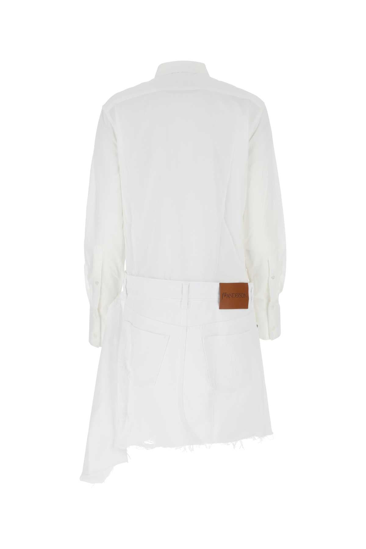 White Poplin And Denim Dress 001 Exterior: Cotton Abiti