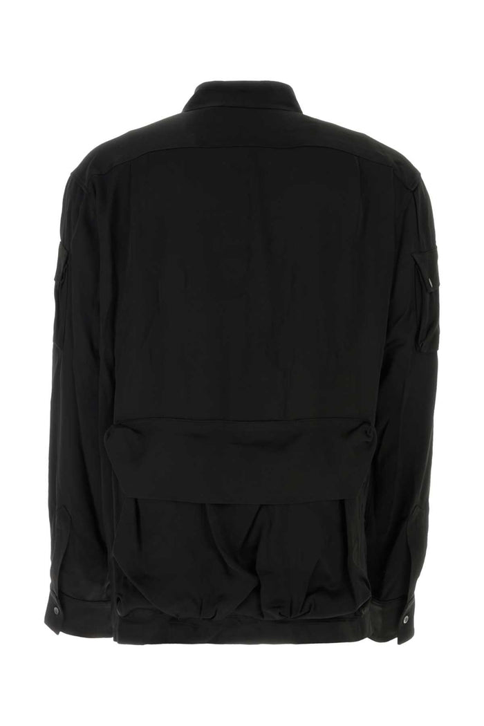 Black Satin Shirt Crepe Exterior: Rayon Camicie