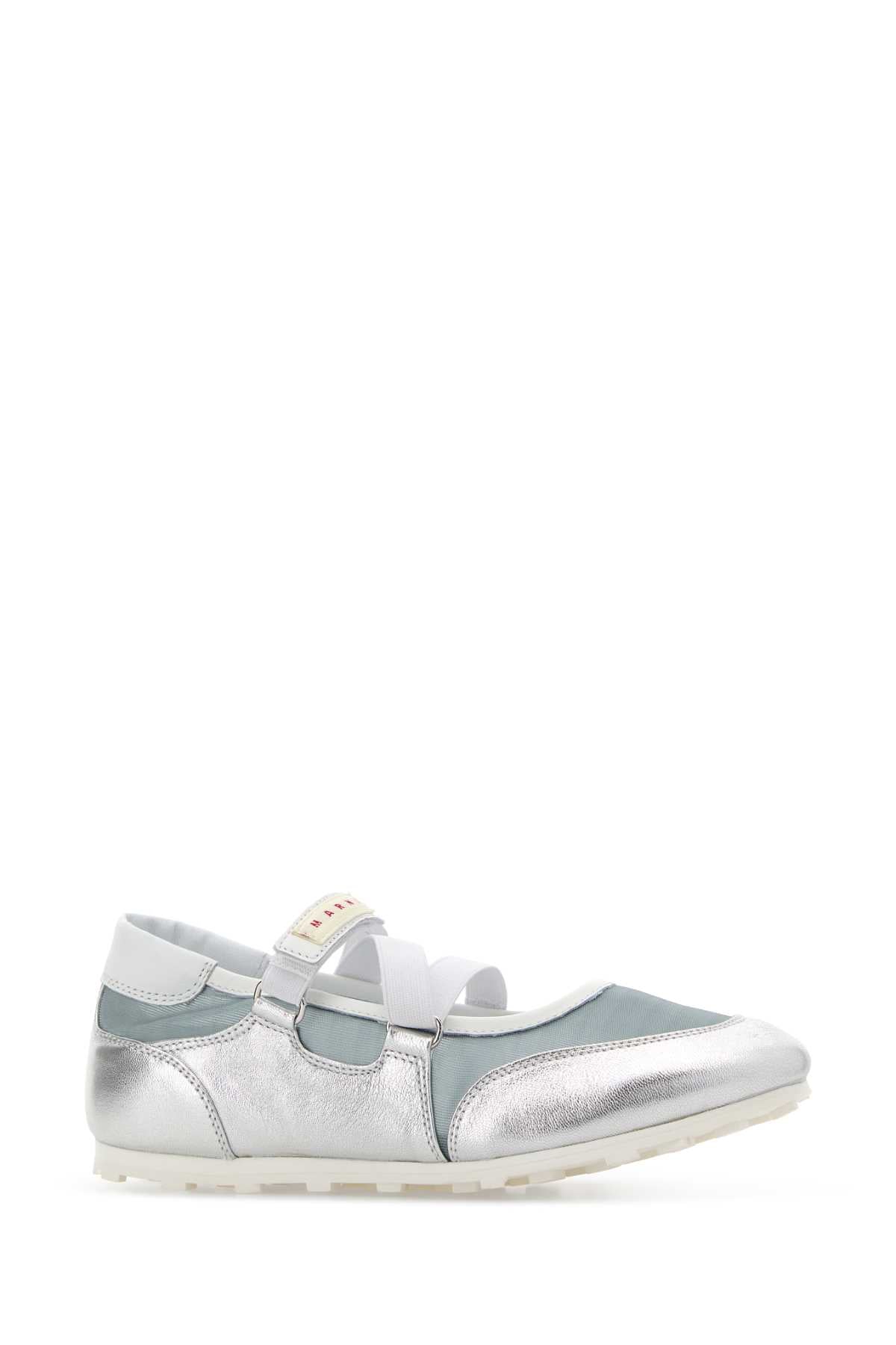Silver Mesh And Leather Soccer Retro Ballerinas Lightbluesilver Sneaker