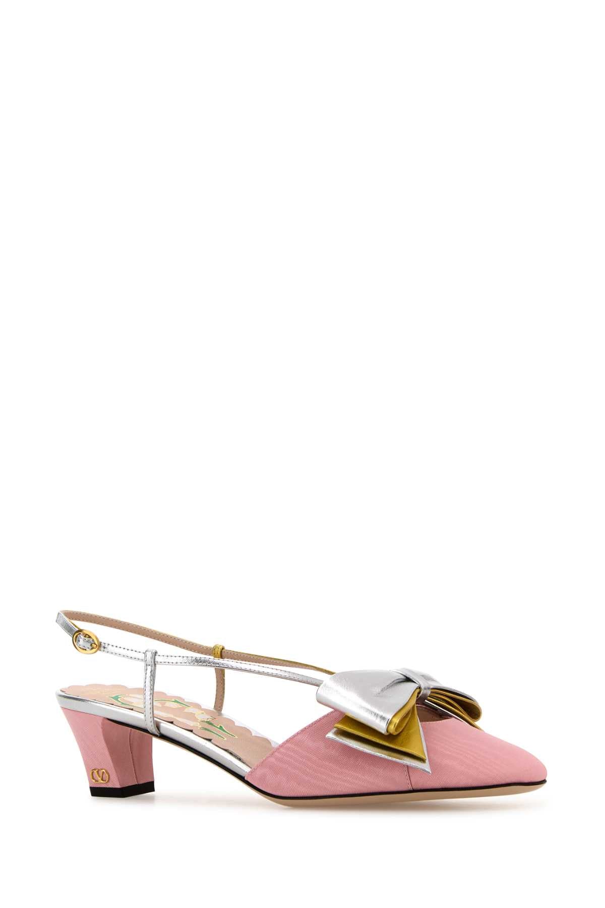 Pink Fabric Bowow Pumps Bubblesilveroldgold Scarpe Con Tacco