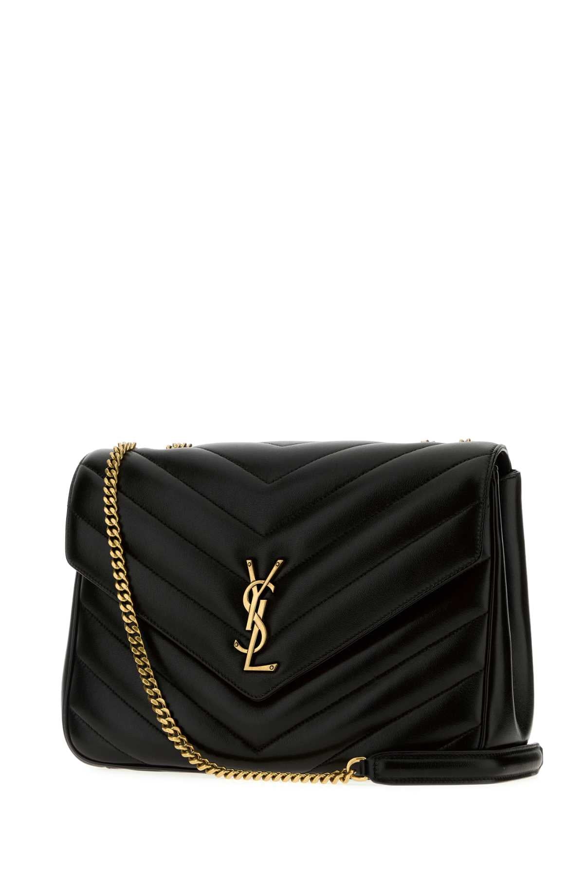 Black Leather Large Lou Shoulder Bag Nero Borse A Tracolla