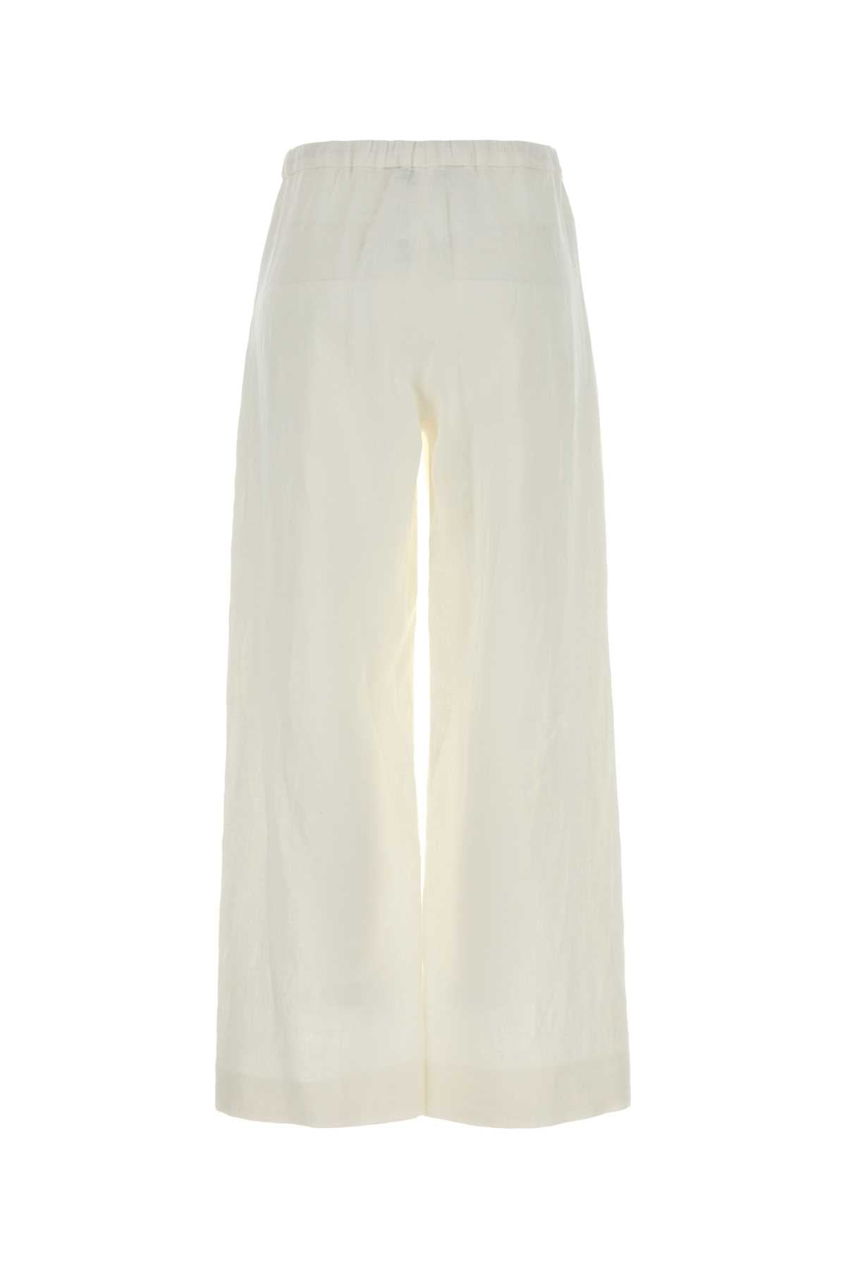 White Linen Amedea Pant Bianco Exterior: Pantaloni