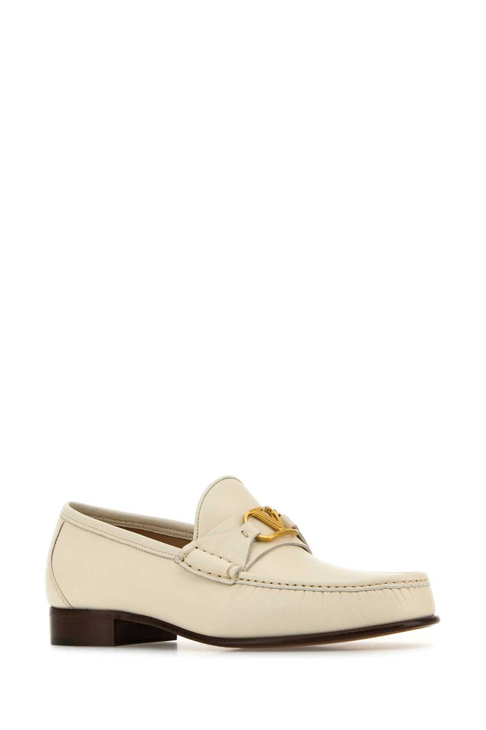 Ivory Leather Vlogo Signature Loafers Mocassini