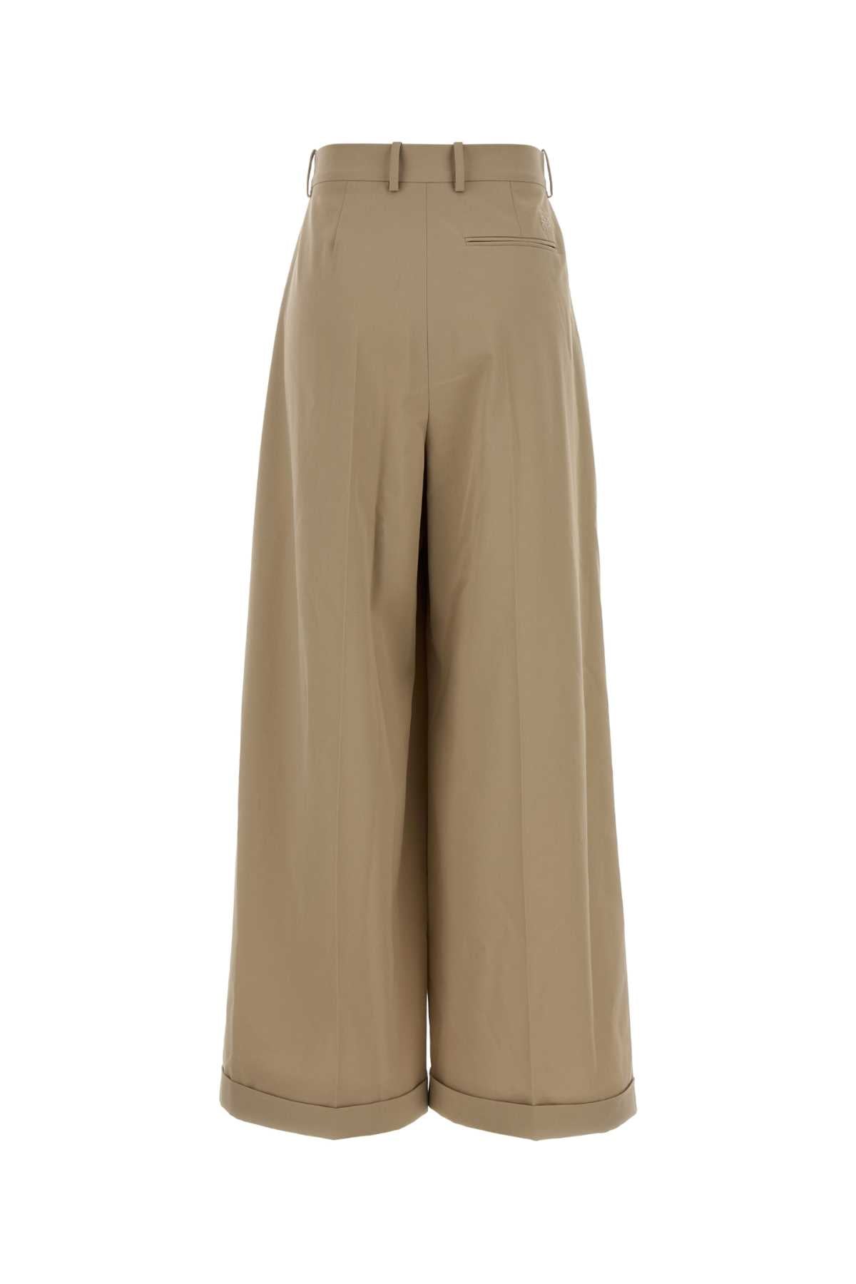Beige Cotton Wide-Leg Pant Exterior: Pantaloni