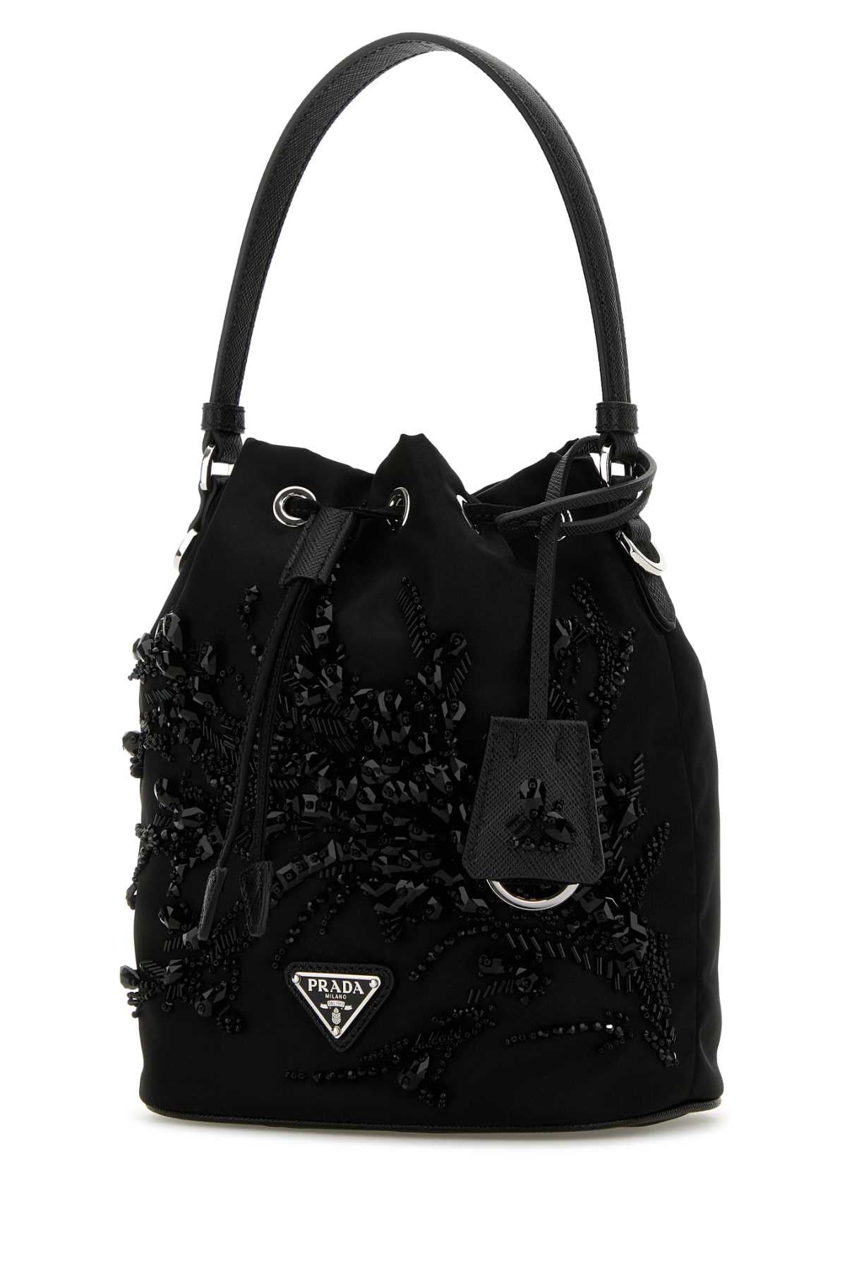 Black Nylon Bucket Bag Nero Poliammide Riciclata-vitello Borse A Secchiello