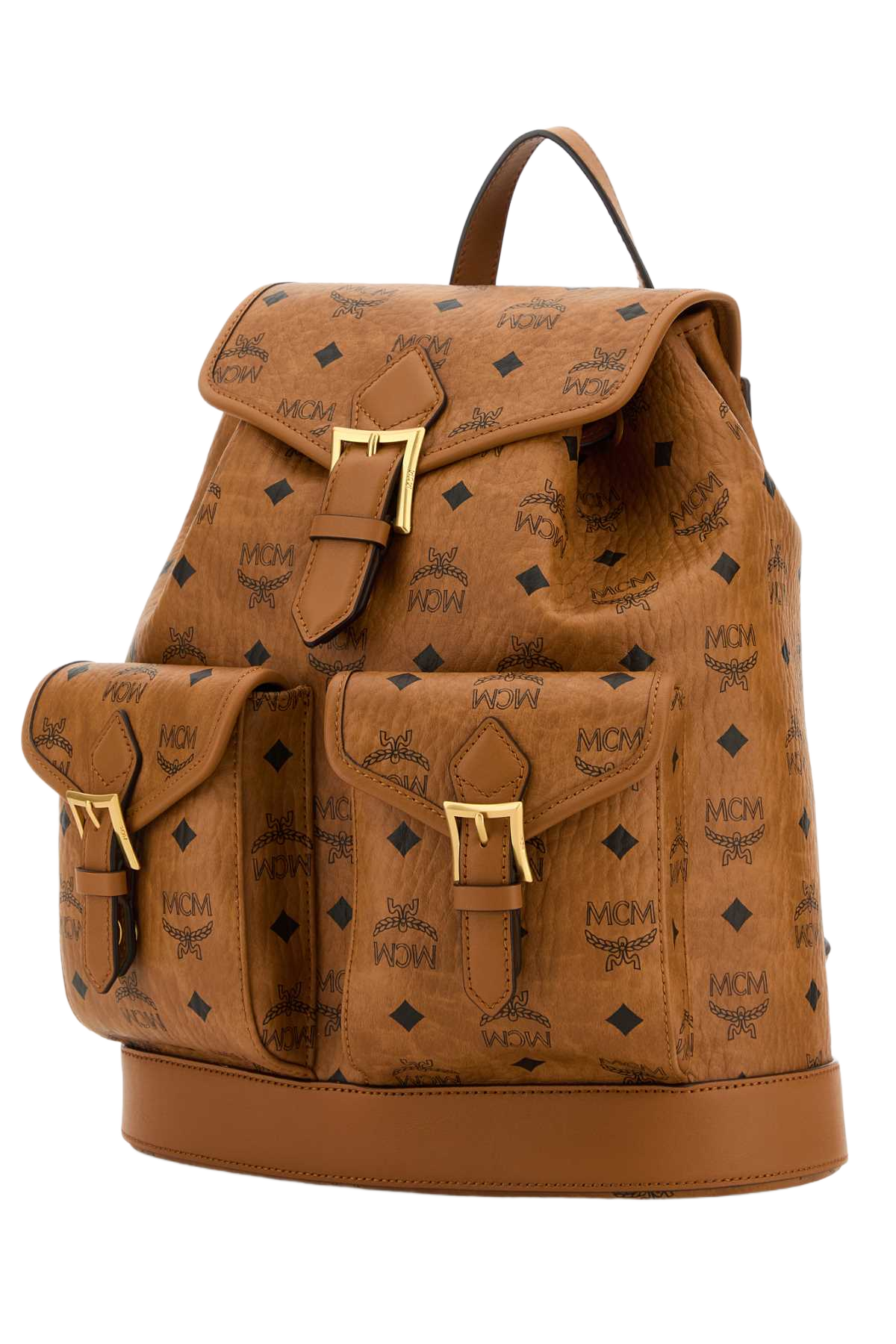 Printed Canvas Backpack Cognac Zaini