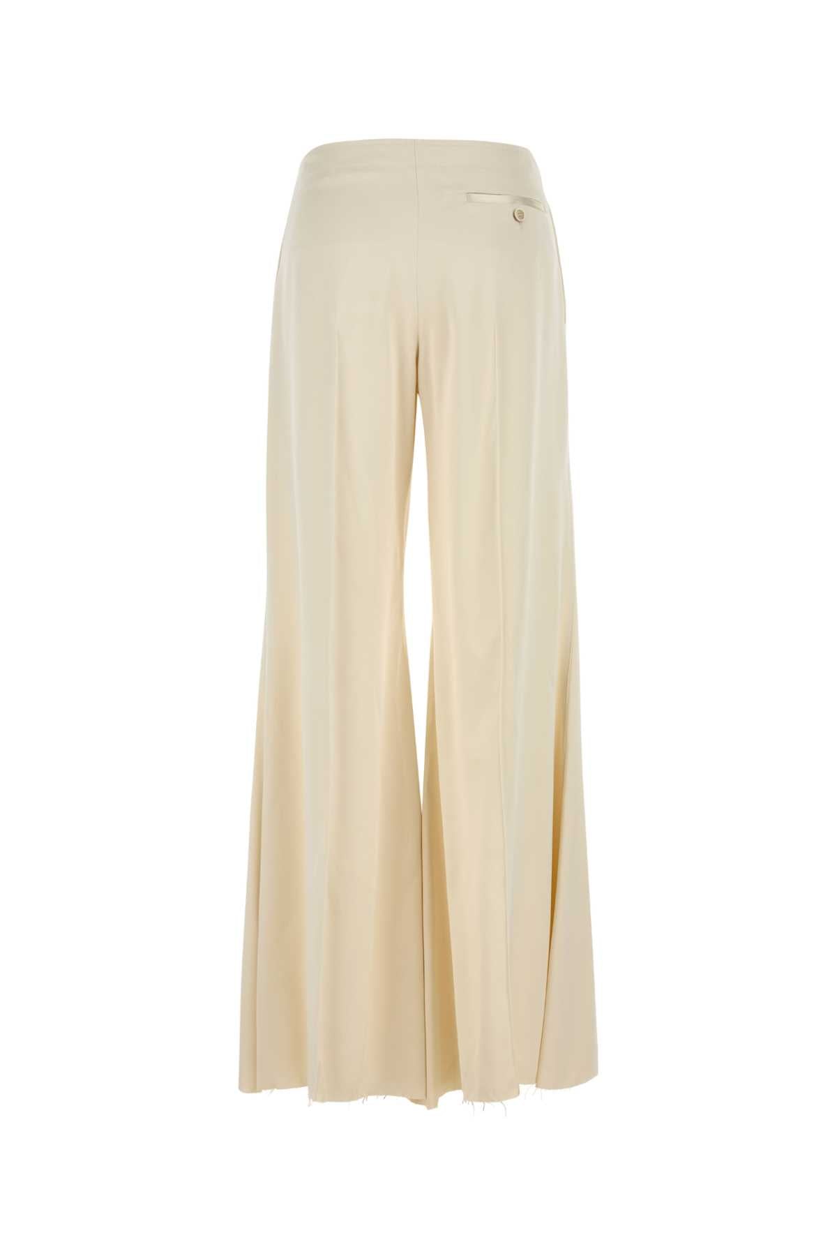Cream Satin Wide-Leg Pant Oyster Exterior: Viscose Pantaloni