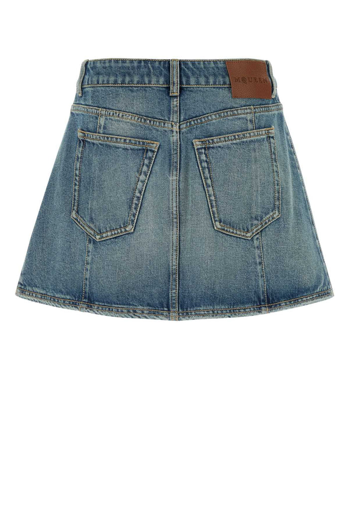 Denim Mini Skirt Indigostonewashed Exterior: Cotton Gonne