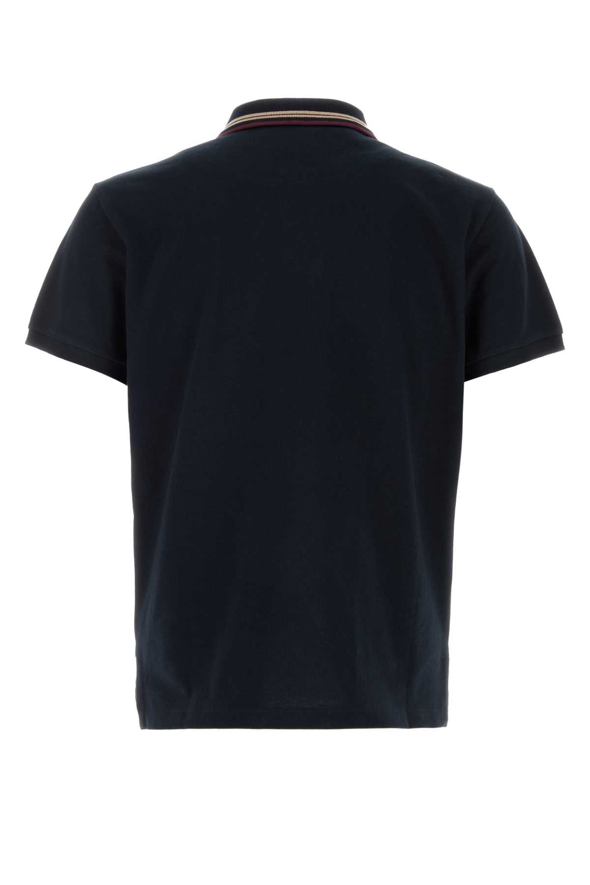 Midnight Blue Piquet Polo Shirt Navy Exterior: Cotton