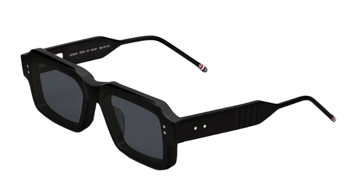 Rectangular - Shiny Black Acetate Sunglasses