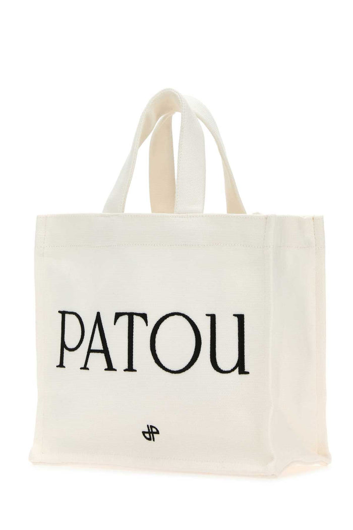 White Canvas Small Tote Patou Shopping Bag Exterior: Cotton Borse A Mano