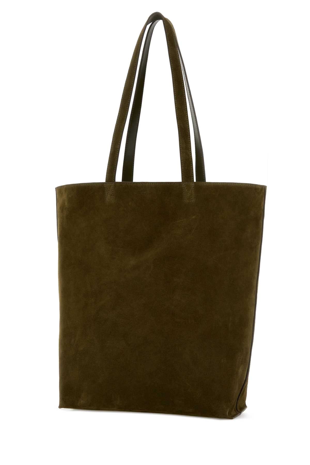 Olive Green Suede Maiko Shopping Bag Kakifonce Exterior: Borse A Mano