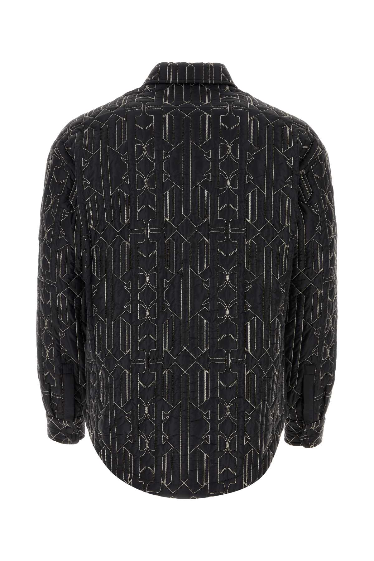 Embroidered Nylon Padded Shirt Anthracite Camicie