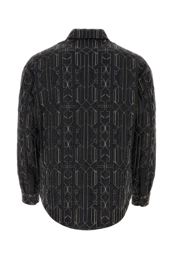 Embroidered Nylon Padded Shirt Anthracite Camicie