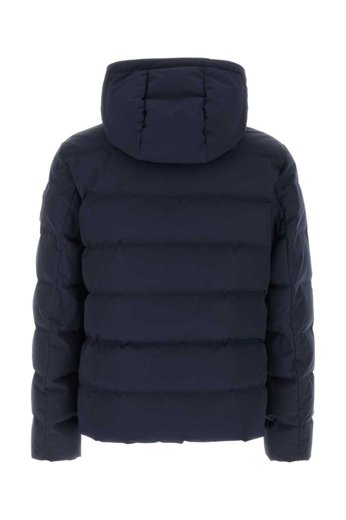 Navy Blue Stretch Nylon Blend Down Jacket Blu Piumini