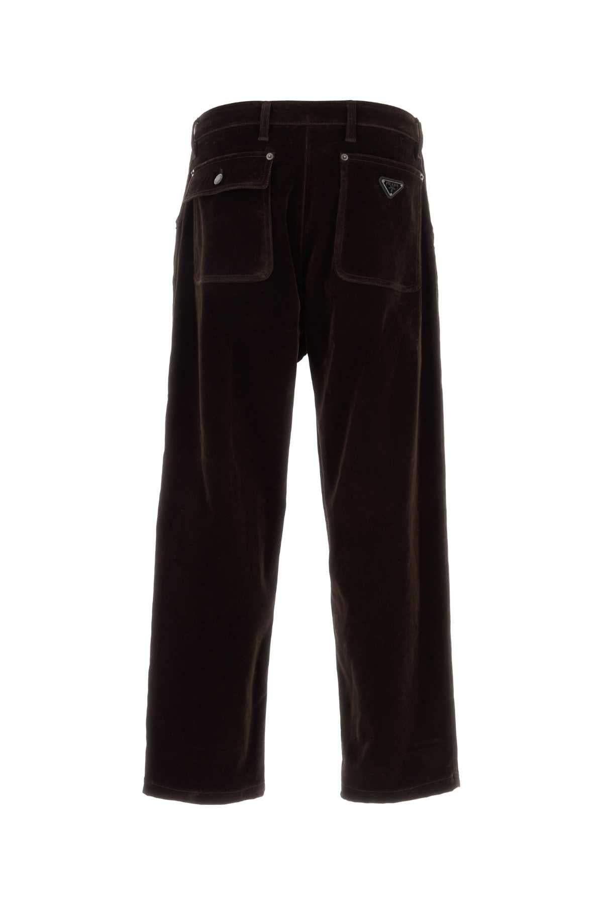 Dark Brown Velvet Denim Pant Darkbrown Pantaloni