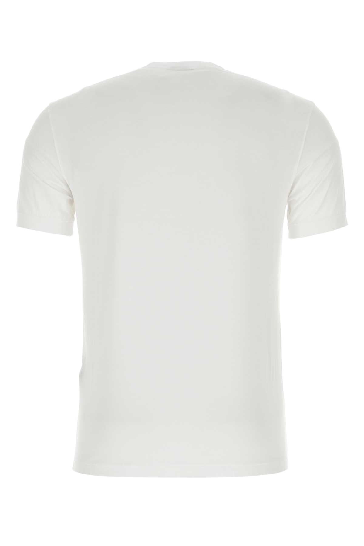 White Stretch Viscose T-Shirt Biancoottico Exterior: Elastane