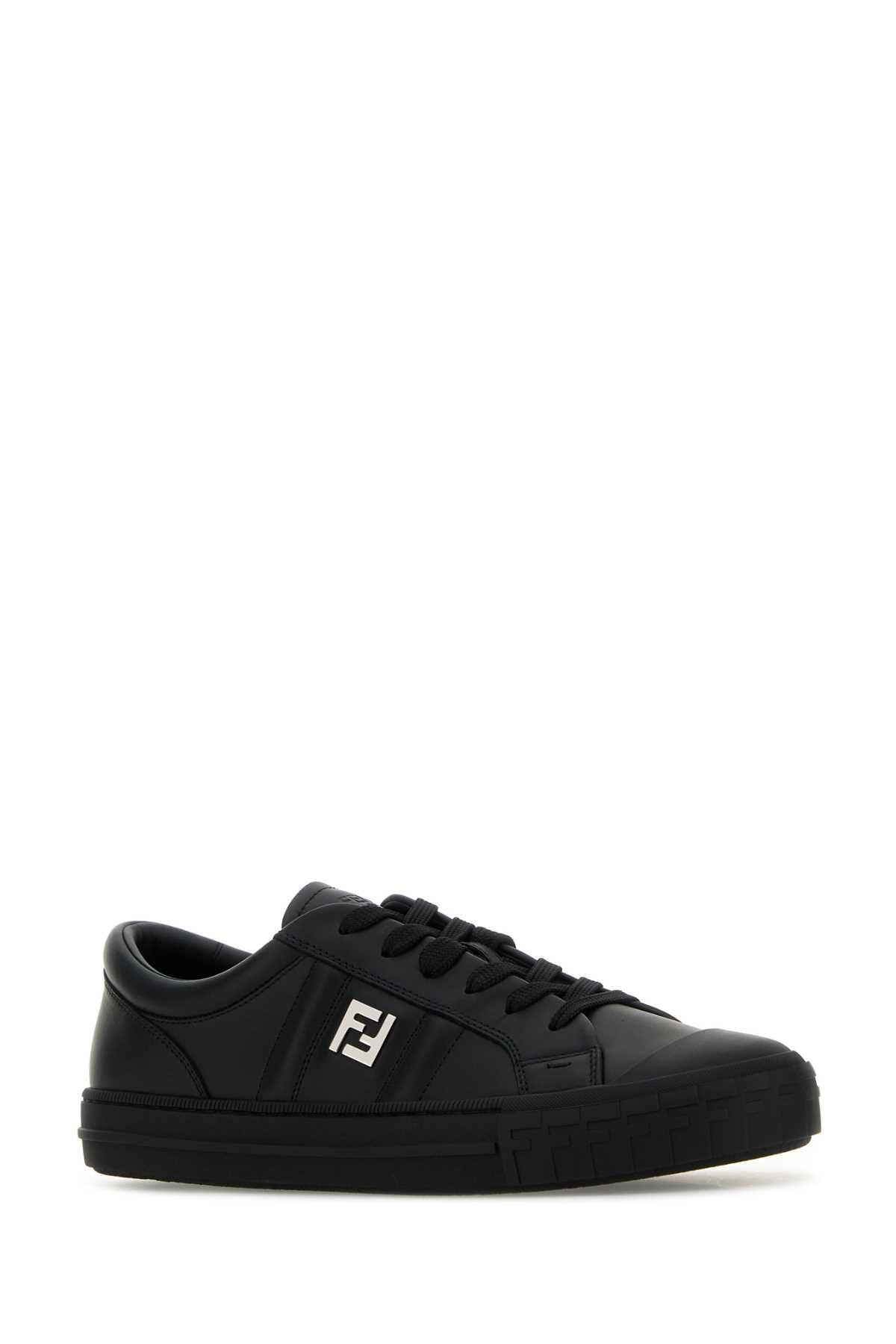 Black Leather Domino Sneakers Nero