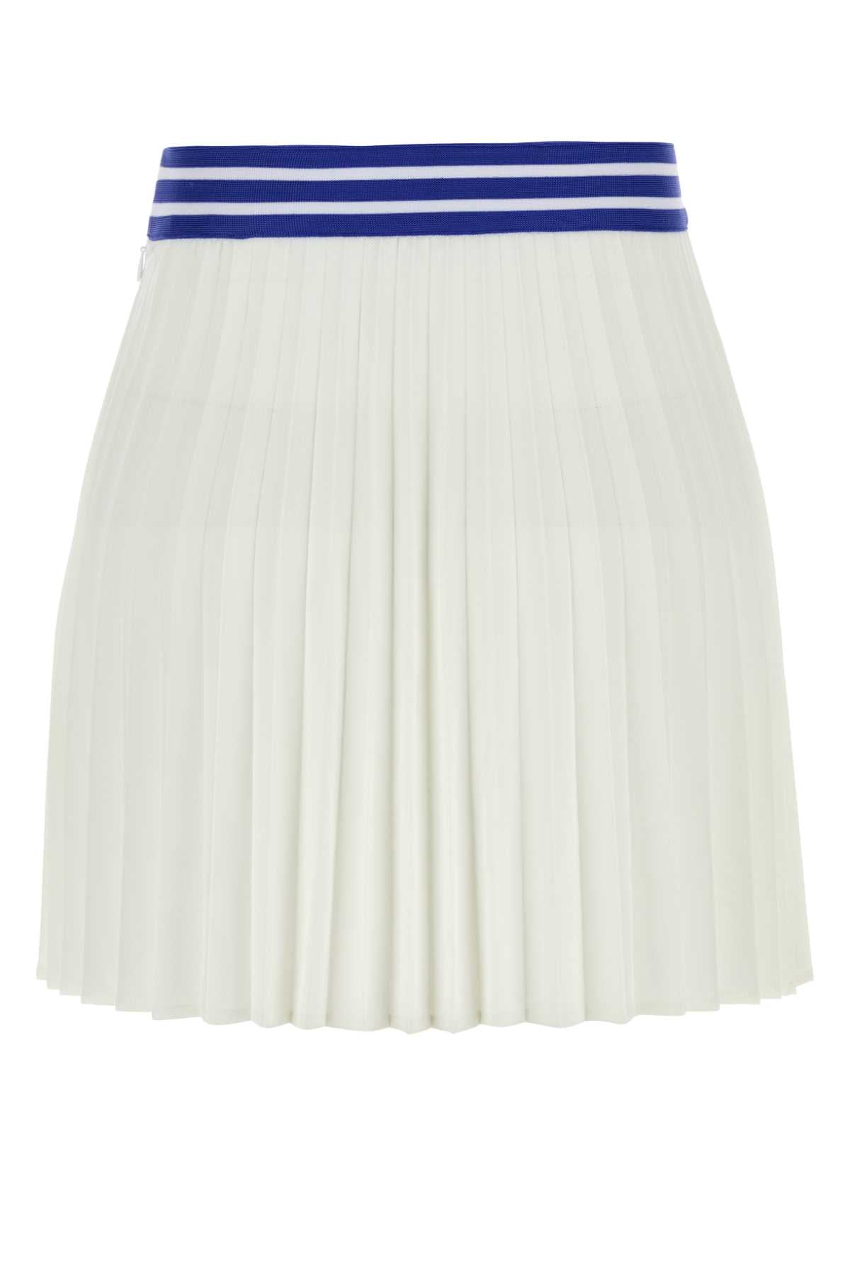 White Piquet Court Mini Skirt Cream Exterior: Polyester Gonne