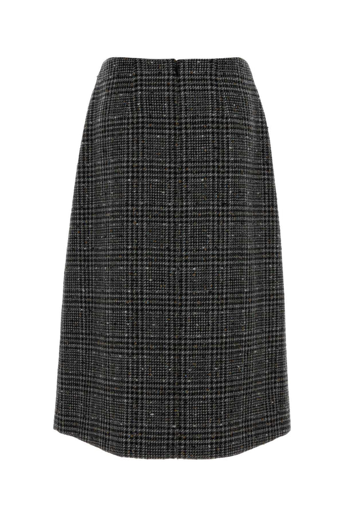 Embroidered Tweed Skirt Tobacco-25 Gonne