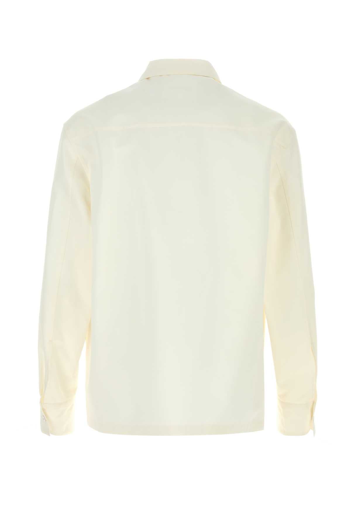 White Poplin Shirt Latte Cotone Seta Camicie