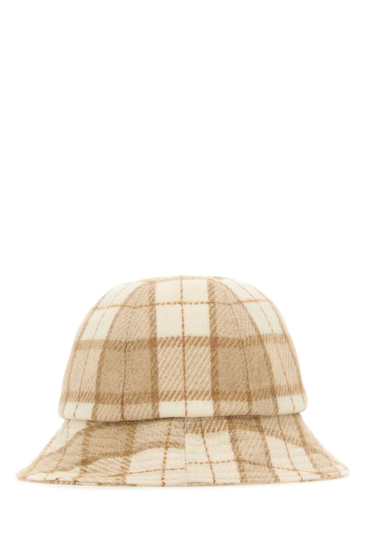 Embroidered Wool Blend Franz Bucket Hat Creamcheck Cappelli E Fasce Per Capelli