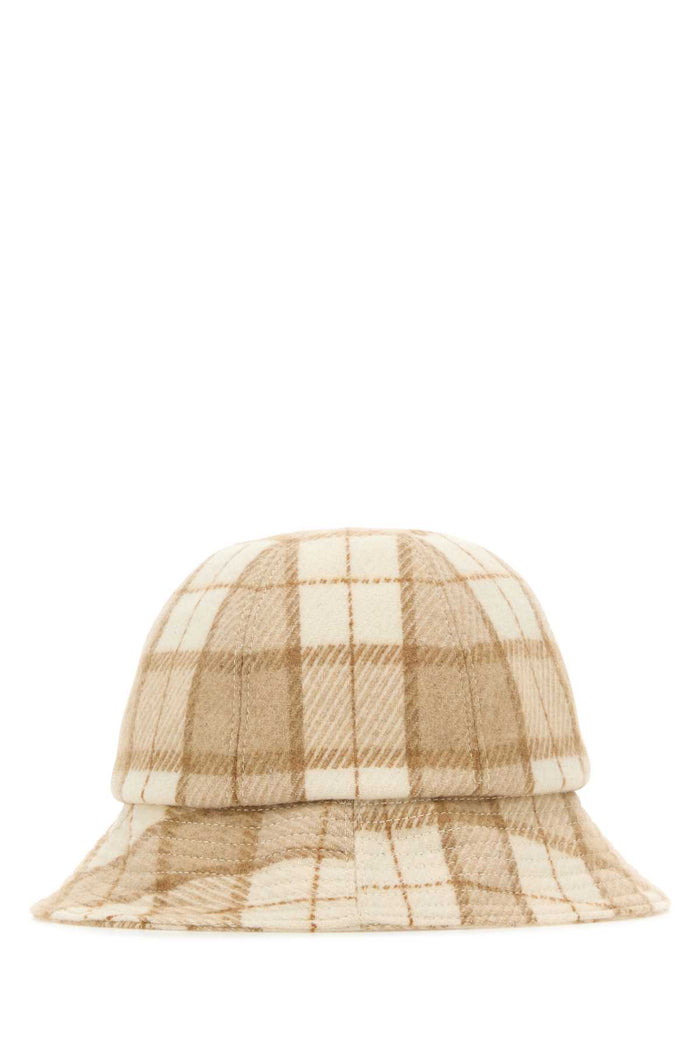 Embroidered Wool Blend Franz Bucket Hat Creamcheck Cappelli E Fasce Per Capelli