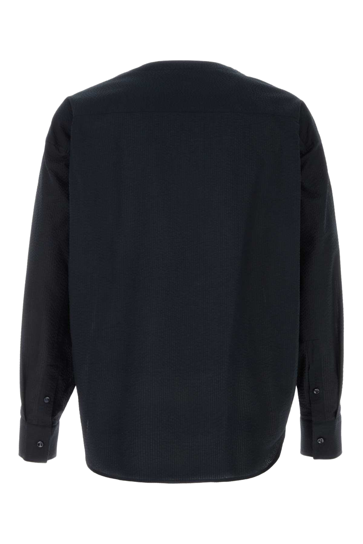 Midnight Blue Seersucker Shirt Exterior: Cotton Camicie