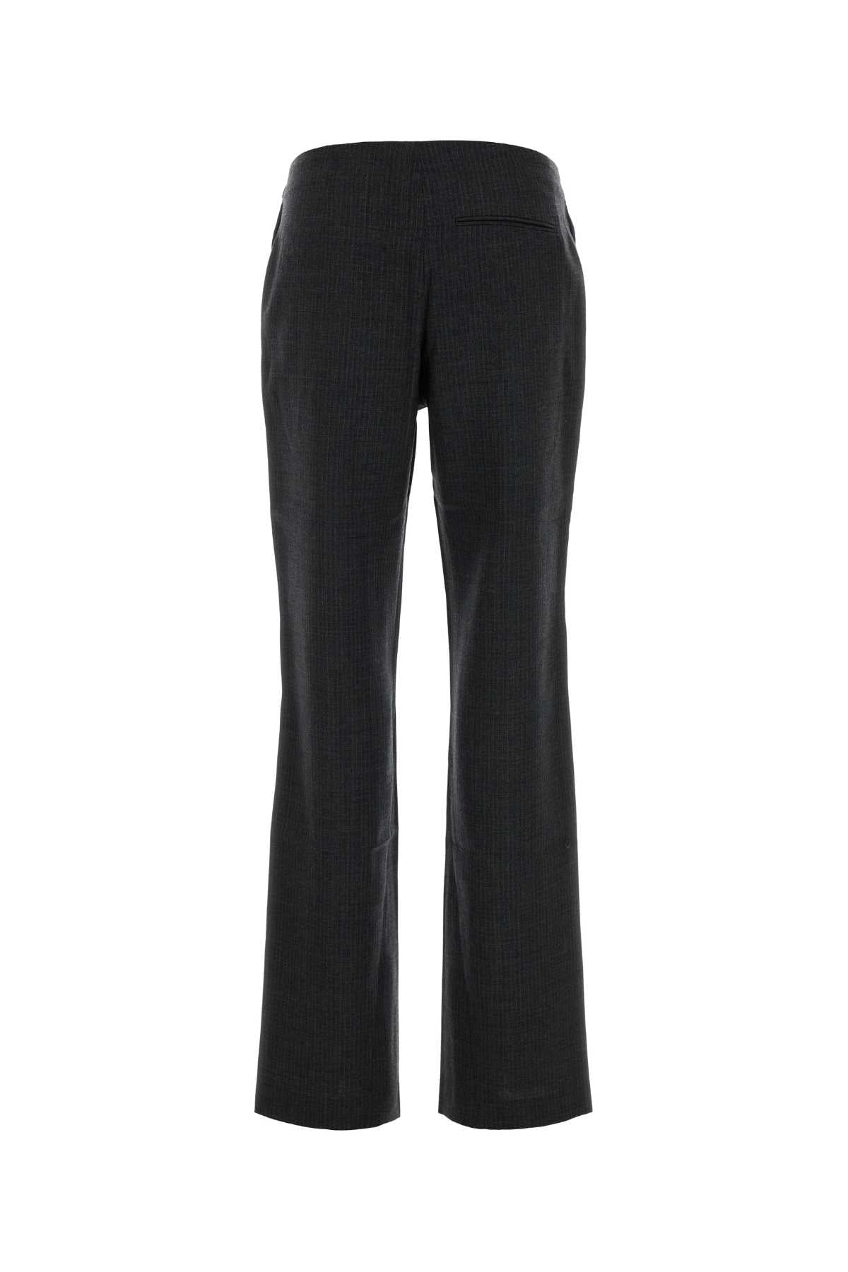 Embroidered Wool Pant Smoke Grey Micro Herringbone Exterior: Pantaloni