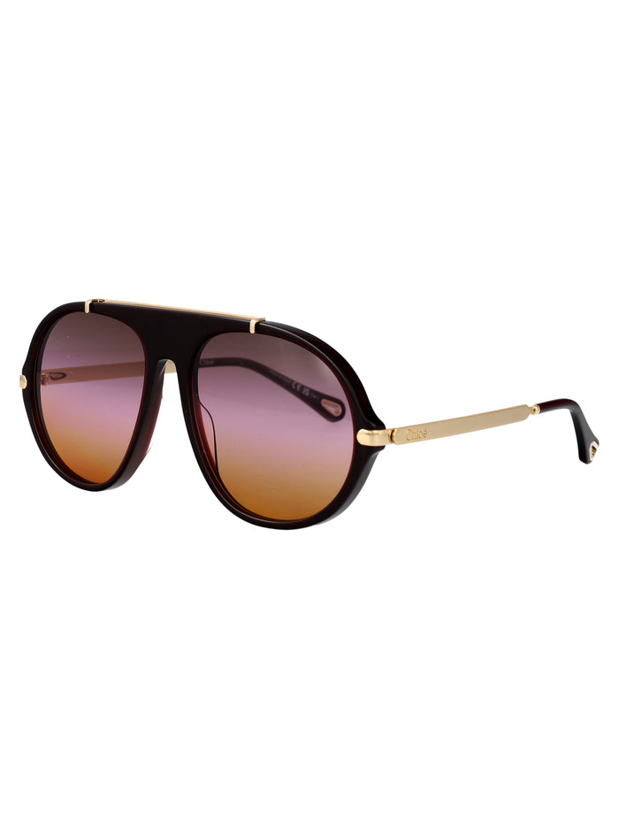 Ch0357s Burgundy-gold-pink Acetate Sunglasses