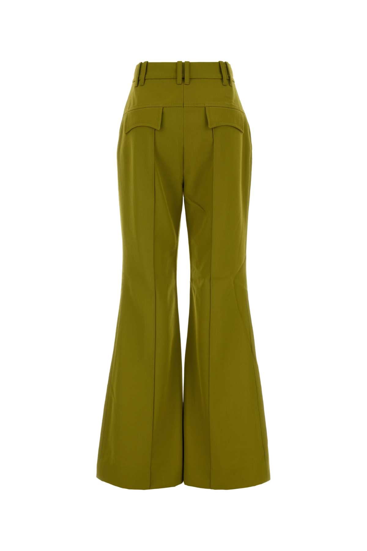 Pistachio Polyester Wool Pantaloni