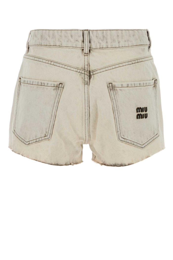 White Denim Shorts Bianco Exterior: Cotton